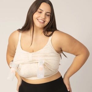Kindred Bravely Sublime Bamboo Hands-Free Pumping Lounge&Sleep Bra Oatmeal H Nwt